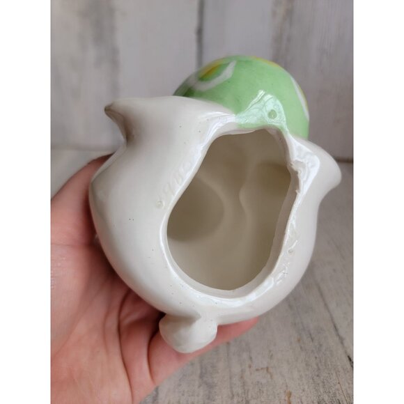 Vintage sitting rabbit egg holding bunny Easter spring decor figure - Picture 8 of 8